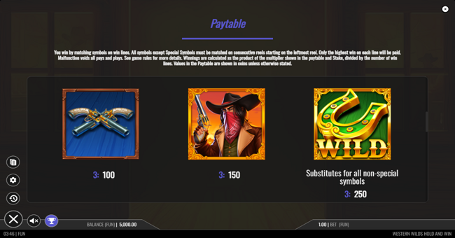 western wilds hold and win paytable 1 paytable