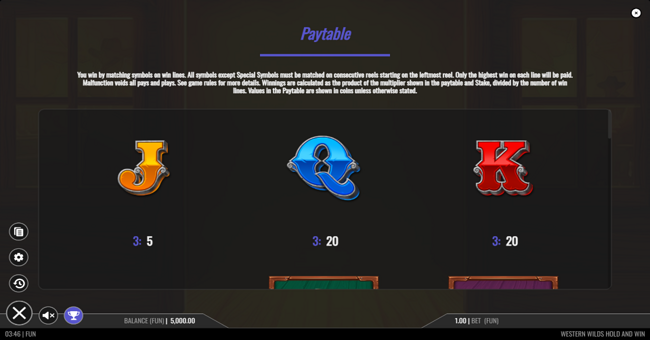 western wilds hold and win paytable 3 paytable