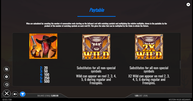 western wilds megaways paytable 1 paytable