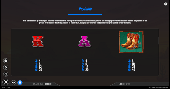 western wilds megaways paytable 3 paytable