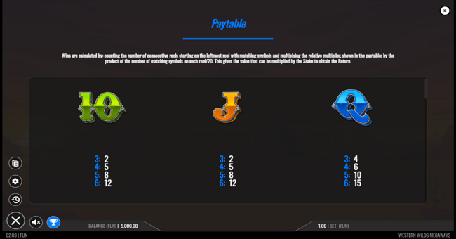 western wilds megaways paytable 4 paytable