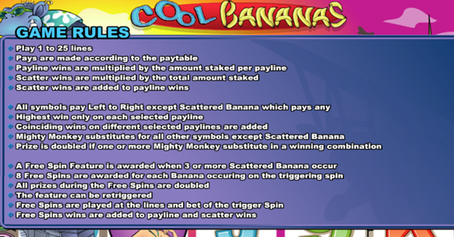 wgs cool bananas paytable 2 paytable