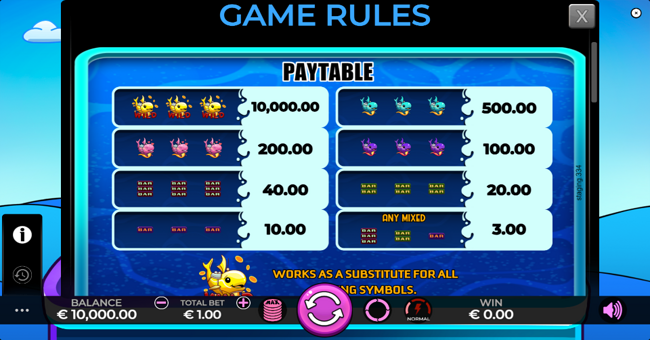 whale of xtreme fortune paytable paytable