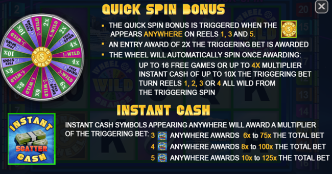 wheel of chance quick spin paytable 1 paytable
