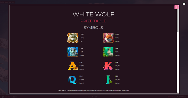 white wolf link paytable 1 paytable