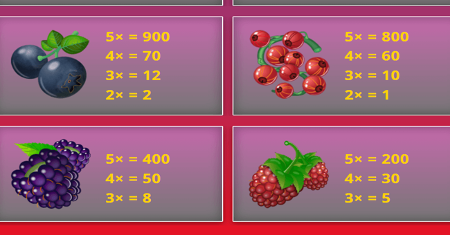 wild berry paytable 2 paytable