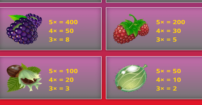 wild berry paytable 3 paytable