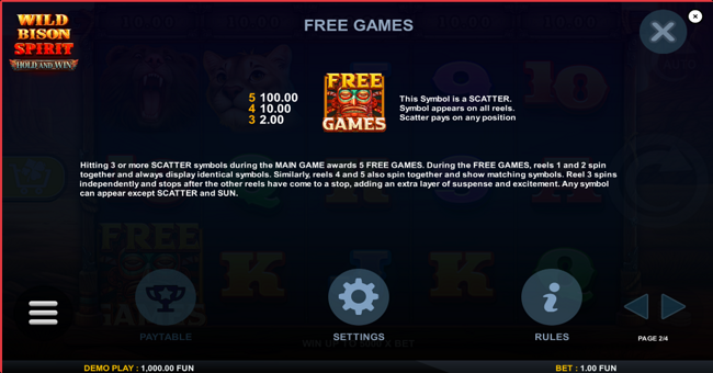 wild bison spirit hold and win paytable 2 paytable