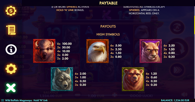 wild buffalo megaways hold n link paytable 1 paytable
