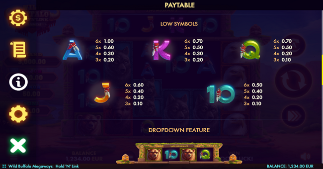 wild buffalo megaways hold n link paytable 2 paytable