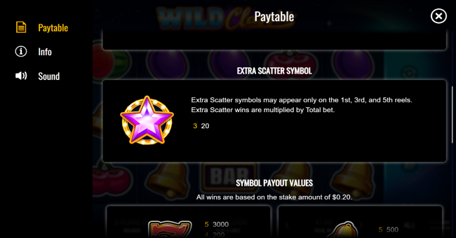 wild classic paytable 2 paytable