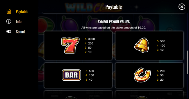 wild classic paytable 3 paytable