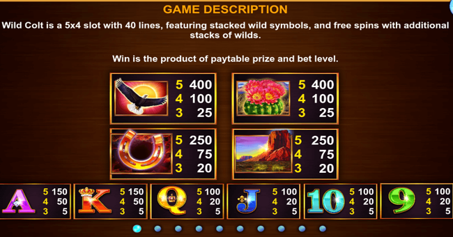 wild colt paytable paytable