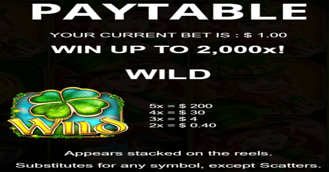 wild fortunes paytable 1 paytable