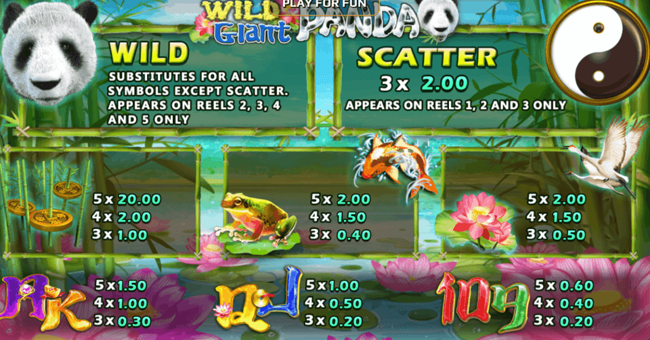 wild giant panda paytable paytable