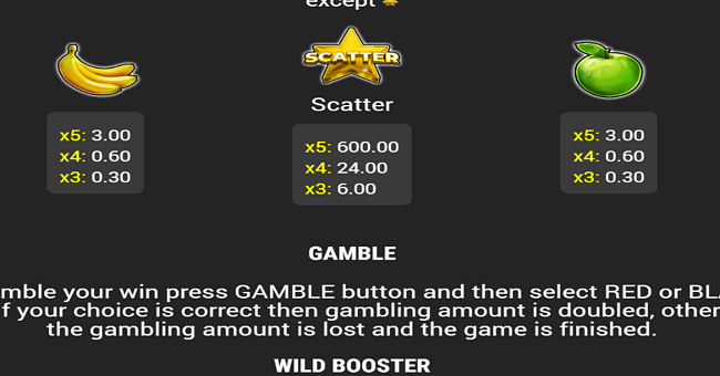wild hot 40 blow booster paytable 2 paytable