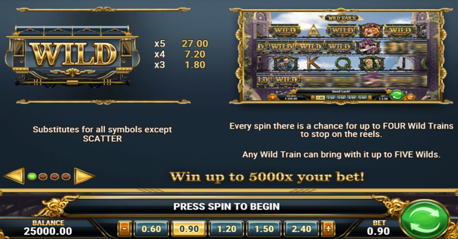 wild rails paytable 1 paytable