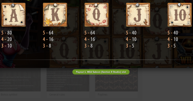wild saloon paytable 2 paytable