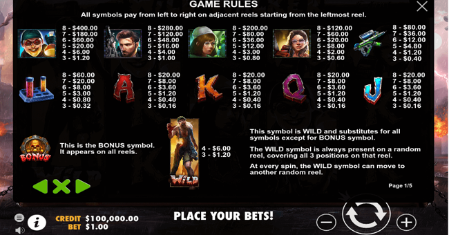 wild walker 1 paytable