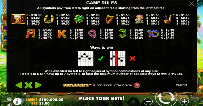 wild wild riches megaways paytable paytable