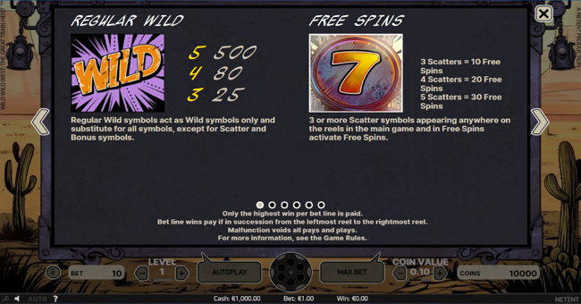 wild wild west the great train heist paytable 1 paytable