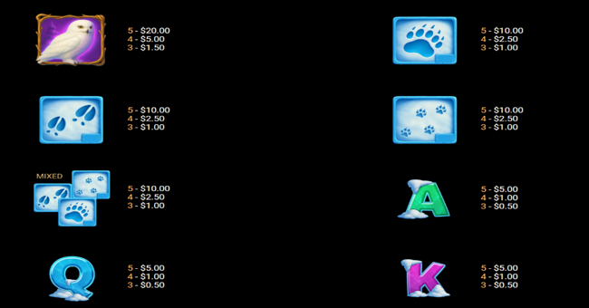 winter footprints paytable 2 paytable