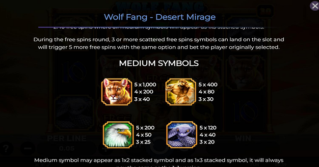 wolf fang desert mirage paytable 1 paytable