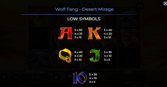wolf fang desert mirage paytable 2 paytable