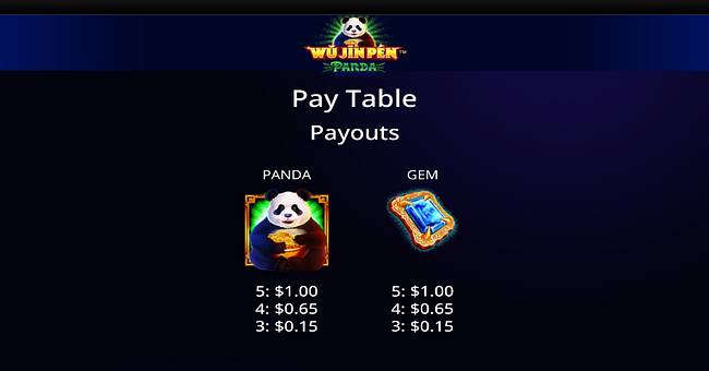 wu jin pen panda paytable 1 paytable