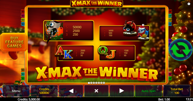 x max the winner paytable paytable