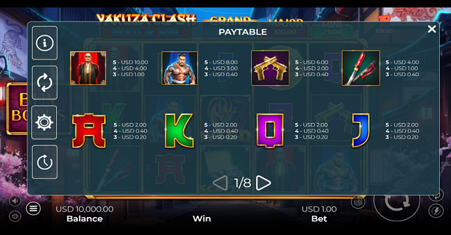 yakuza clash hold and win paytable paytable