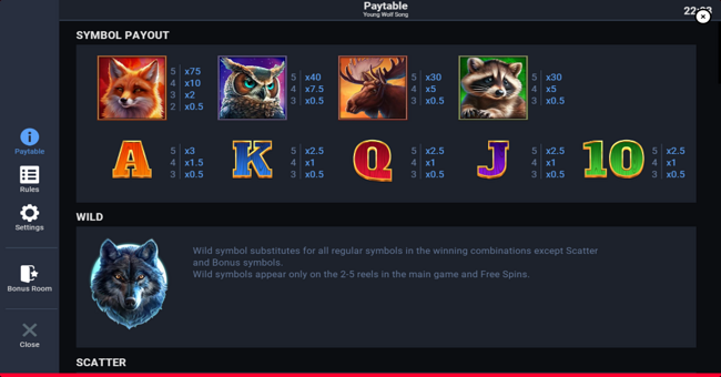 young wolf song paytable 1 paytable