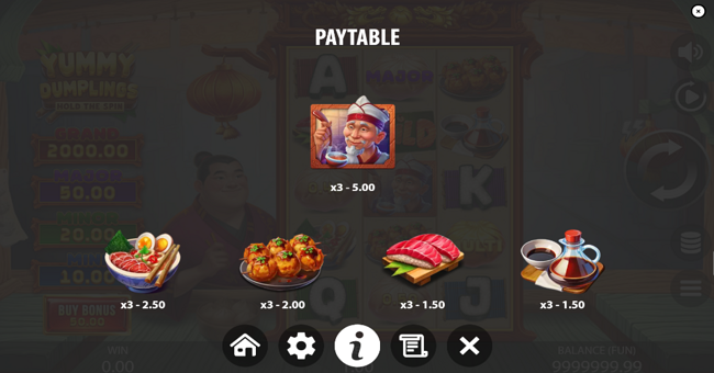 yummy dumplings hold the spin paytable 2 paytable