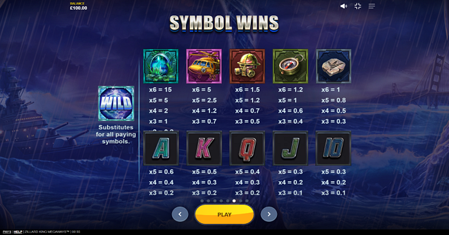 zillard king megaways paytable paytable