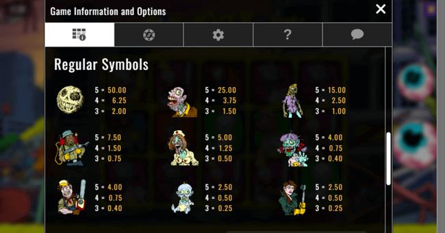 zombiezee money paytable paytable