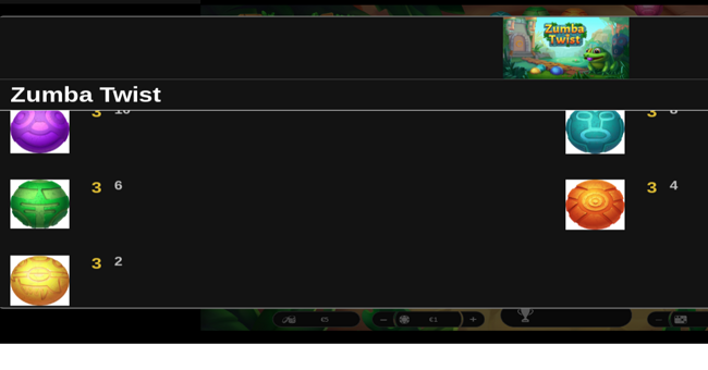 zumba twist paytable 2 paytable