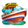 big catch even bigger bass 3 fishing boat symbol icon