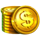 big money frenzy cash gains gold coins symbol icon