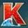 blown away k letter symbol icon