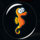 lucky blue seahorse symbol icon
