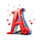 triple valentine letter a symbol icon