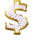 golden dollars golden cash wild symbol icon