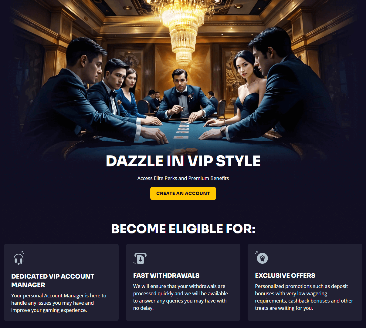 Dazzlehand Casino VIP Perks