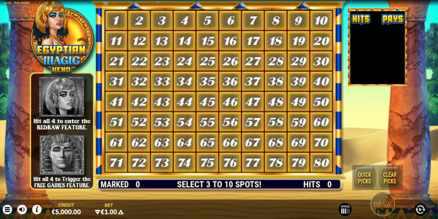 Egyptian Magic Keno screenshot es