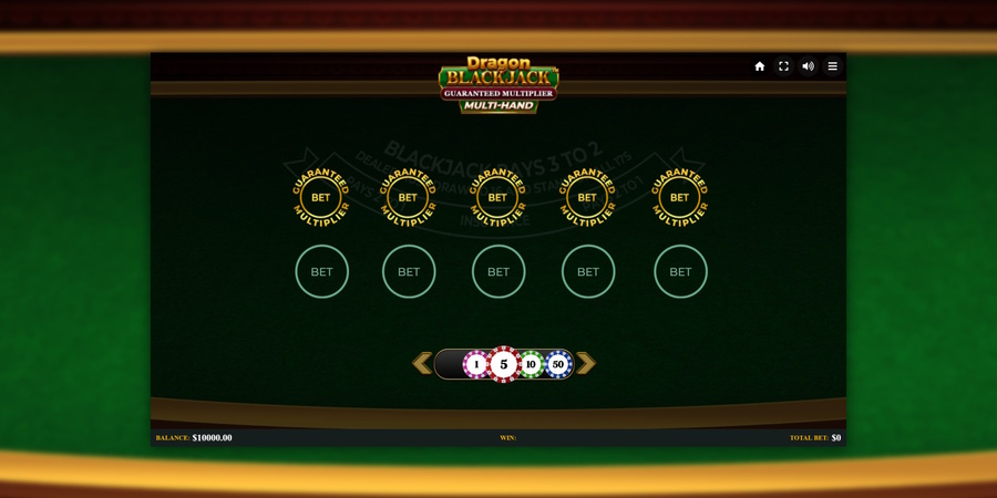 Dragon Blackjack Guaranteed Multiplier Multihand screenshot es
