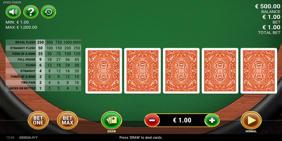 GameArt Video Poker screenshot es