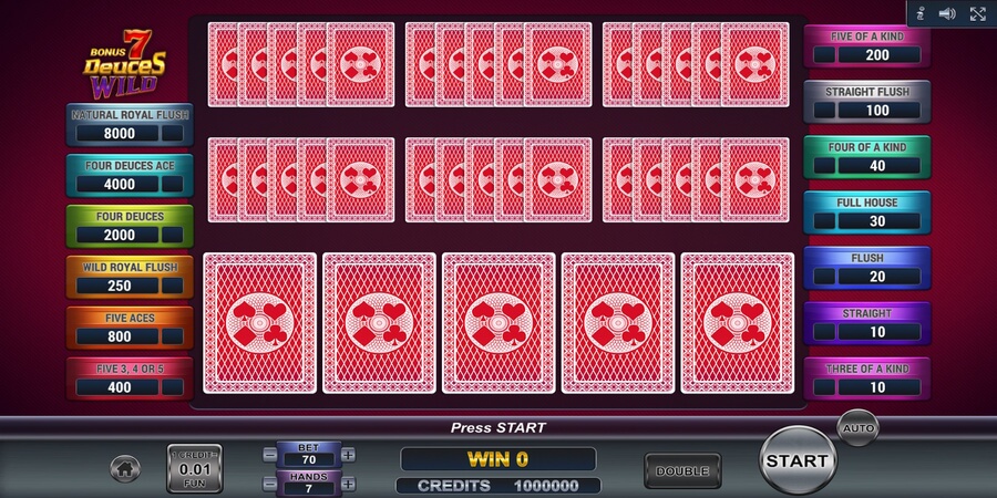 Poker 7 Bonus Deuces Wild screenshot es