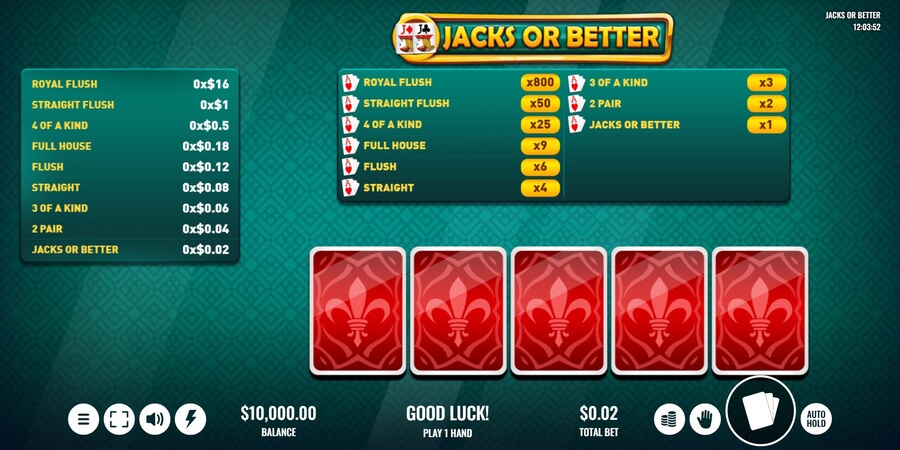 Platipus Gaming Jacks or Better screenshot es