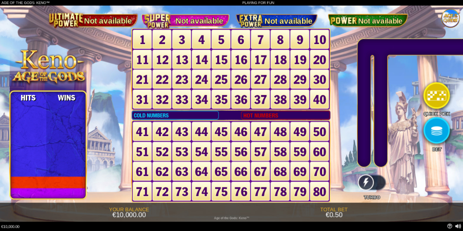 Age of the Gods Keno screenshot es