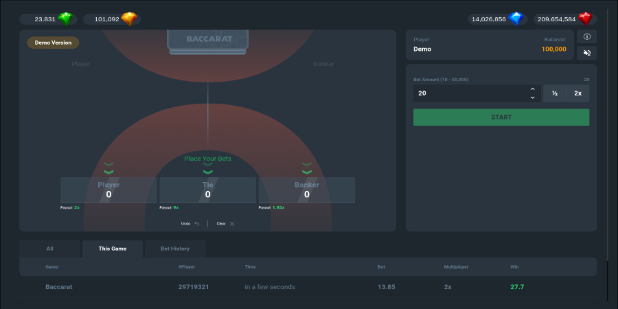 PopOk Gaming Baccarat screenshot es